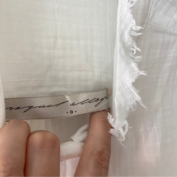 Raquel Allegra Blouse Shirt Frayed Collar White Size 0 UK 10 12 - Picture 6 of 11